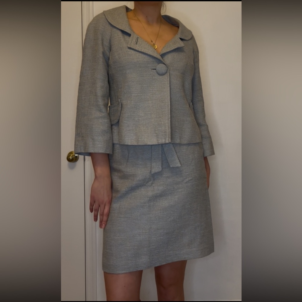 Elegant Light Blue Women's Skirt Set